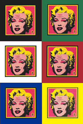 Marilyn/ 6 Colors/5 x 5 - Black, Blue, Green, Yellow, White and Red  /2003 - Satoshi Kinoshita